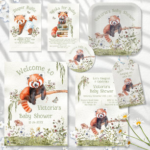 Roter Panda-Bär Geschenkpapier Set