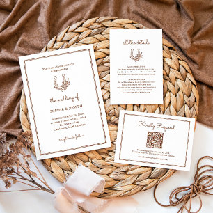 Florales Hufeisen   Details für westliche Hochzeit Begleitkarte