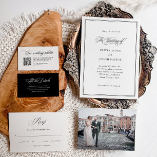 Italienische Elegance Klassische Schrift Zwei-Foto Dankeskarte