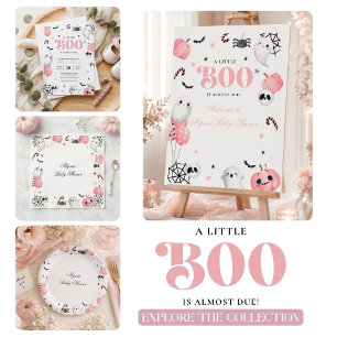 Gruselige süße pinkfarbene Little Boo-Baby-Party Quadratischer Aufkleber