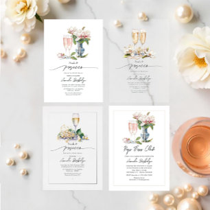 Perlen und Prosecco Pop Fizz Clink Brautparty Einladung