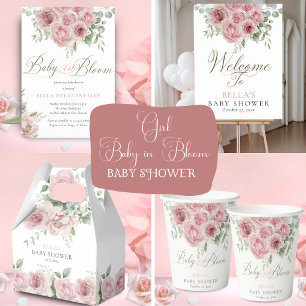 Girl Baby in Bloom Baby Shower Dankeskarte