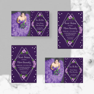 Lila Rose Silver Geometric Sweet 16 Save The Date