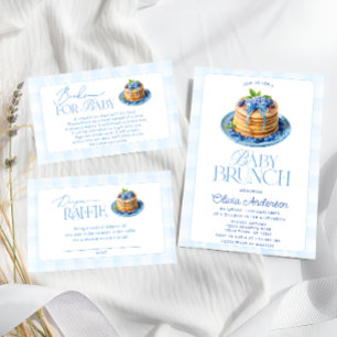 Wasserfarbe Blueberry Baby Brunch Babydusche Einladung