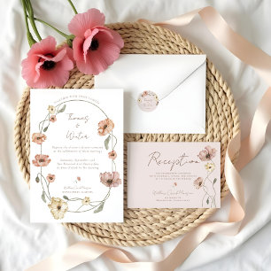 Boho Icelandic Watercolor Island Poppy Blume RSVP Karte