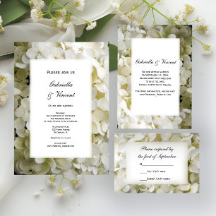 Weiße Hydrangea Floral Wedding RSVP Card Karte