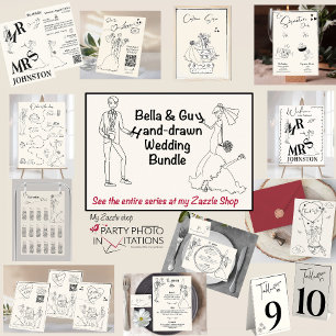 Hand Drawn Wedding Danke Karte