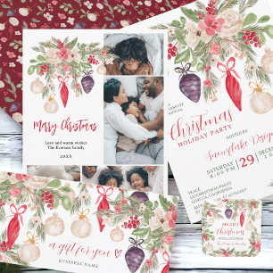 Elegante Bauble Pine Blütenfarbe Weihnachten Quadratischer Aufkleber