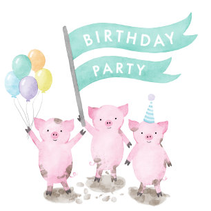 Pink Piggy Kindergeburtstag Party Einladung