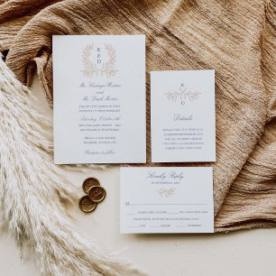 Minimal Laurel Formal Wedding Einladung K310