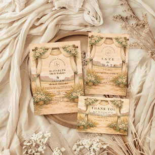 Wüstenbogen-Hochzeit im Western-Stil Save The Date