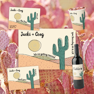 Custom Retro Boho Wüste Cactus Wedding Dankeskarte
