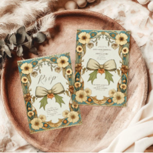 Chic Vintag floral Art Nouveau Hochzeit RSVP Karte
