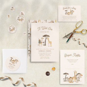 Wild Safari Animals Baby Shower Runder Aufkleber