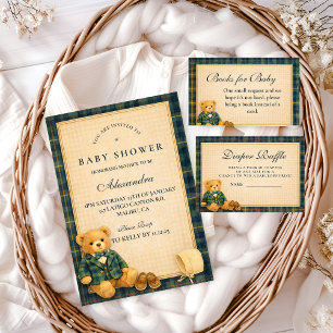 Eleganter Preppy-Teddybär-Windeltausch-Losverkauf Begleitkarte