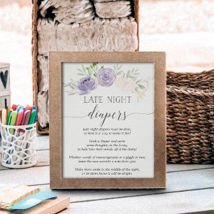 Pastel Lila Diaper Raffle Babyduschkarte Begleitkarte