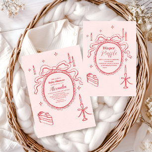 Sketch Hand Drawn Bow Babydusche Einladung
