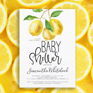 Lemon Drop Wasserfarbenbücher für Babydusche All In One Einladung