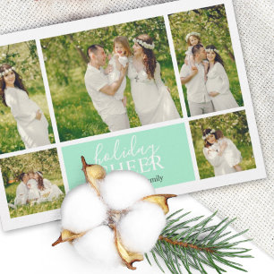 Holiday Cheer Mint Green Five Foto Postkarte