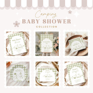 Green Camping Baby Dusche Acryleinladungen
