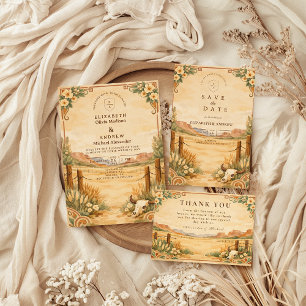 Ländliche Western-Wüsten-Hochzeit Einladung