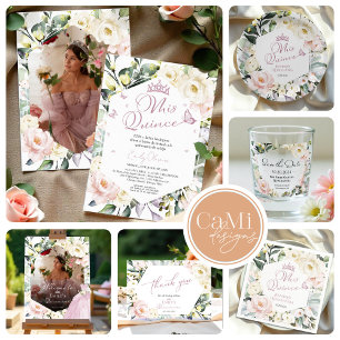 Mis Quince   Dress Floral Quinceañera Backdrops Wandteppich