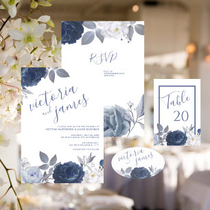 Summer Wedding Bright Blue Floral Ovaler Aufkleber