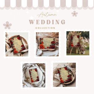 Vintage Herbst-Blumen-Hochzeit dunkles Herbstthema Einladung