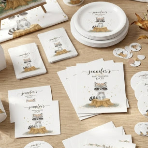 Raccoon Baby Shower New Mommy Vielen Dank Begleitkarte