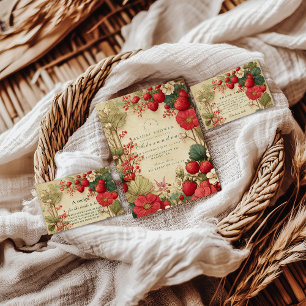 Whimsical Strawberry Botanicals Brautparty Einladung