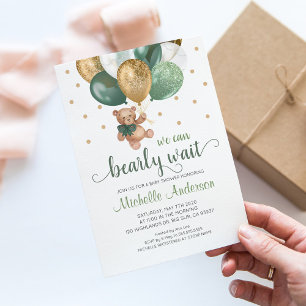 Teddy Bear Sage Green Baby Dusche Danke Karte