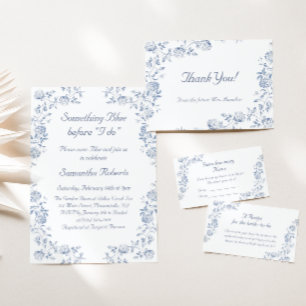 Chinoiserie Blaues Brautparty Einladung