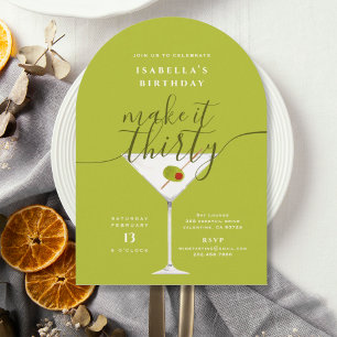 30 Martini Geburtstagsparty Rose Gold Folieneinladung