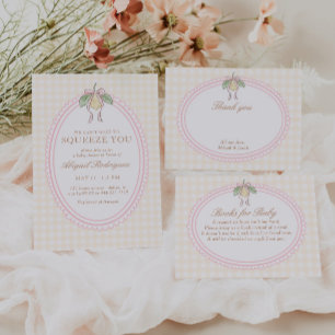 Rosa und gelbe Zitronenbogen-Bücher für Baby Begleitkarte