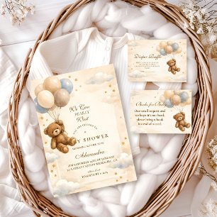 Wir können kaum warten Teddybär-Ballon-Baby-Party Serviette