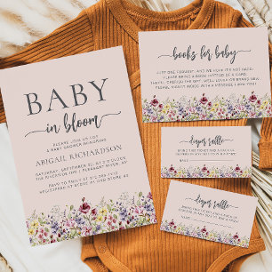 Baby in Bloom Boho Wildflowers Blush Babyparty Einladung