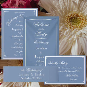 Dusty Blue Script Elegant Wedding Welcome Backgrou Banner