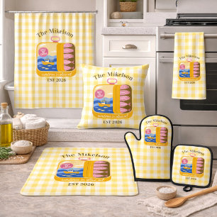 Gingham-Sardinen benutzerdefinierter Familienname Kissen