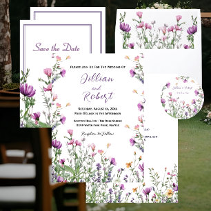 Wildblumengarten Elegante lila Hochzeitsbegrüßung Banner