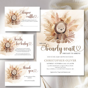 Gender neutraler Baby Bär Sweatshirt Pampas Gras Einladung