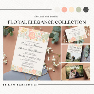 Floral Elegance Peach Sage Blush Klassische Hochze Tischnummer