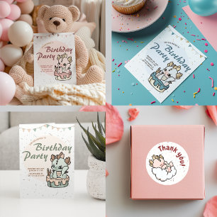 Pink Pastel Baby Dragon zum Geburtstag Einladung