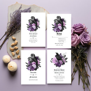 Lila Blumenhügel Gothic Wedding Programm