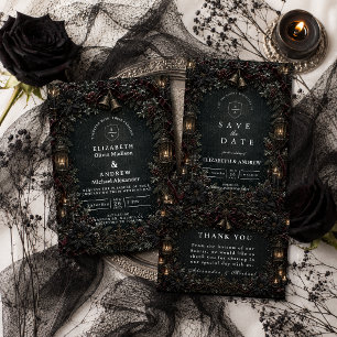 Gothic Gotische Winterhochzeit Dankeskarte