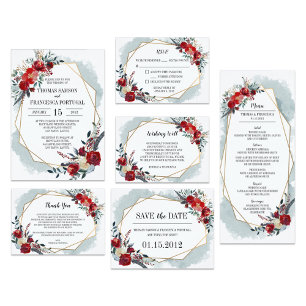 Gold Geometric Boho Floral Wedding Einladung
