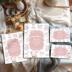 Pink Toile De Jouy Baby Shower Books for Baby Begleitkarte