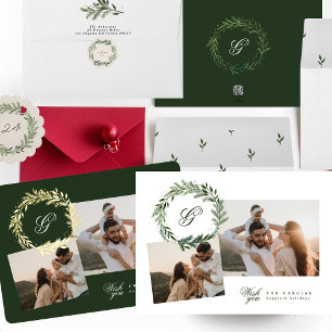 Green Classic Multi Foto Gold Weihnachtskranz Folien Feiertagskarte
