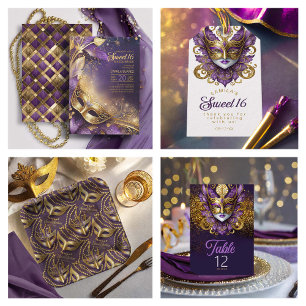 Sweet 16 Masquerade Lila Gold ID1032 Einladung