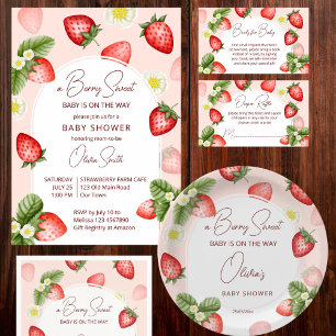 Strawberry Baby Dusche Beere süß Einladung