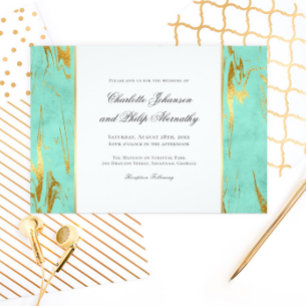 Moderne Elegance Mint and Gold Wedding Einladung
